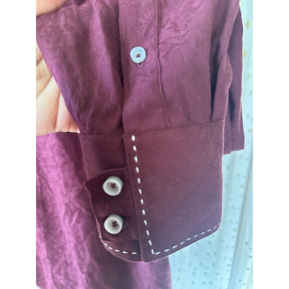 ZAGIRI Men's 100% Cotton Western Button Down White Stitching Detail Shirt L - Picture 4 of 8